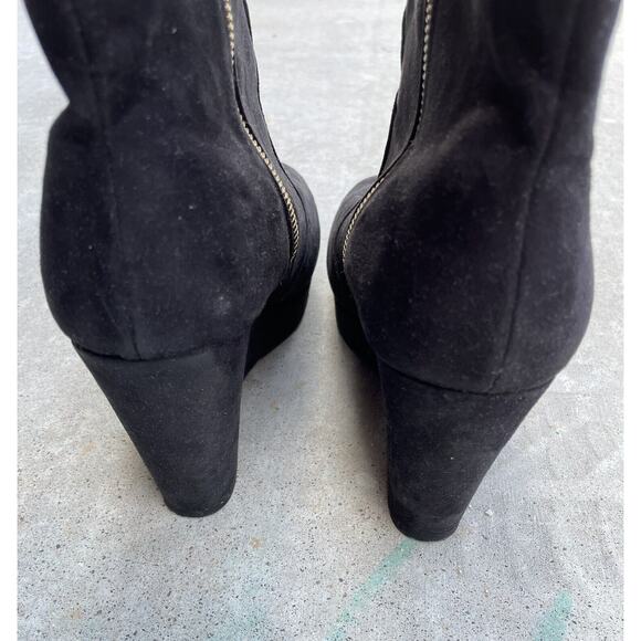 H&M Black Gold Side Zip Women's 3.5 Inch Wedge Heel Bootie Boot Shoe Size 9 - Picture 7 of 7